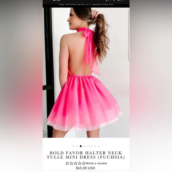 Nanamacs Dresses | Nwt Nanamacs Fuchsia Halter Top Mini Dress | Color: Pink | Size: S | Janessahasper's Closet